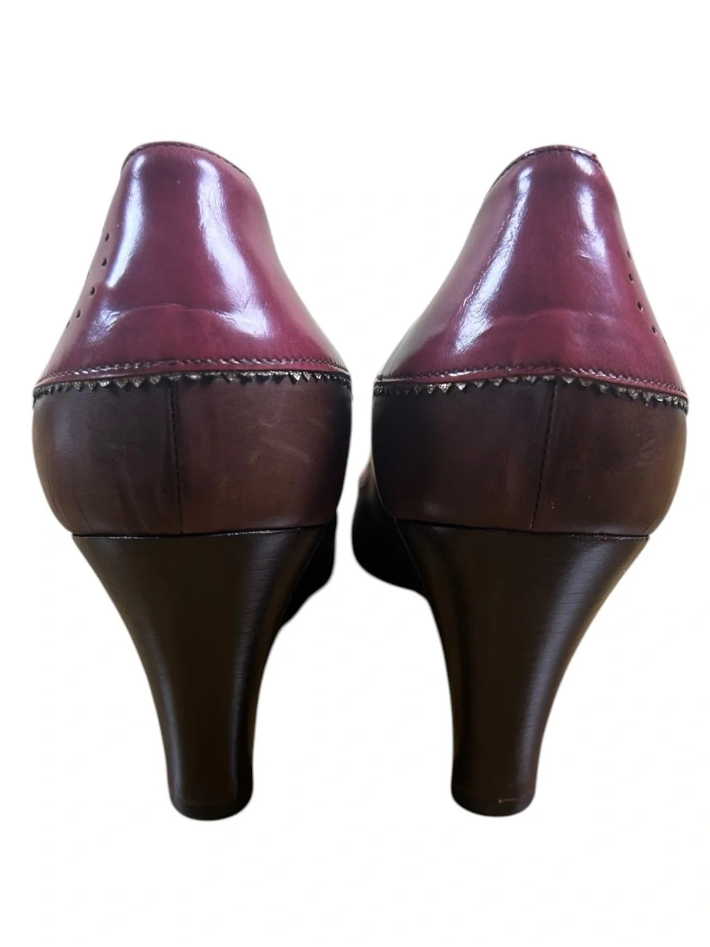 PELLICO Made in Italy Leather Lace Up Oxford Heels Burgundy Brown EU 39 US 8.5